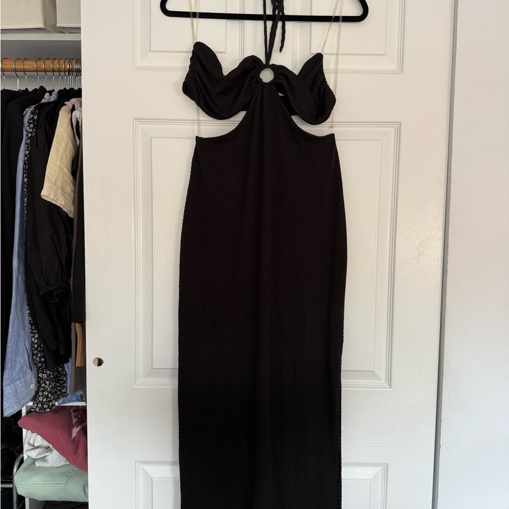 Elegant Black Halter Dress
